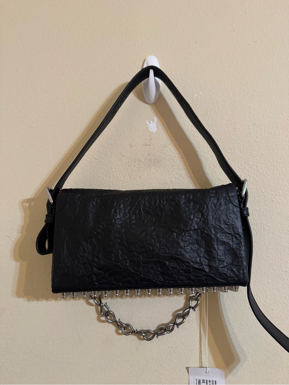 Alexander Wang New Ricco Crushed Slim Flap Bag Leather Black - Picture 7 of 15